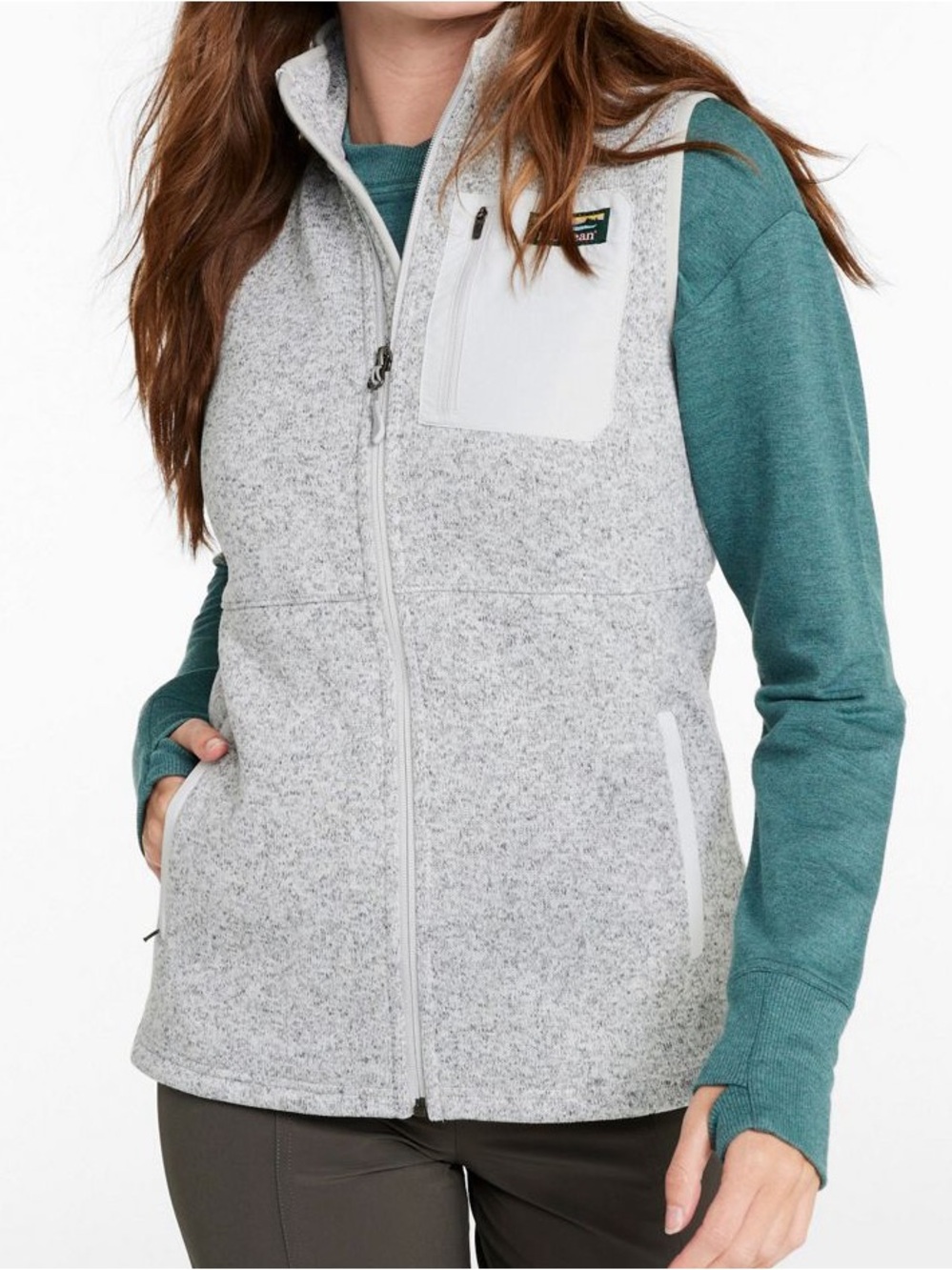 L.L. Bean Light Gray Pewter Women's 1X Plus Knit Vest Jacket